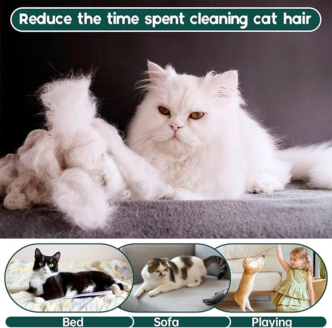 QBLEEV Sticky Hair Cat Clothes, Soft Cat Pajamas for Cats Only, Prevent Lost Fur Kitten Sweater Onesie, Stretchy Recovery Suit for Female Male Cats After Surgery Daily Wear, Green, S