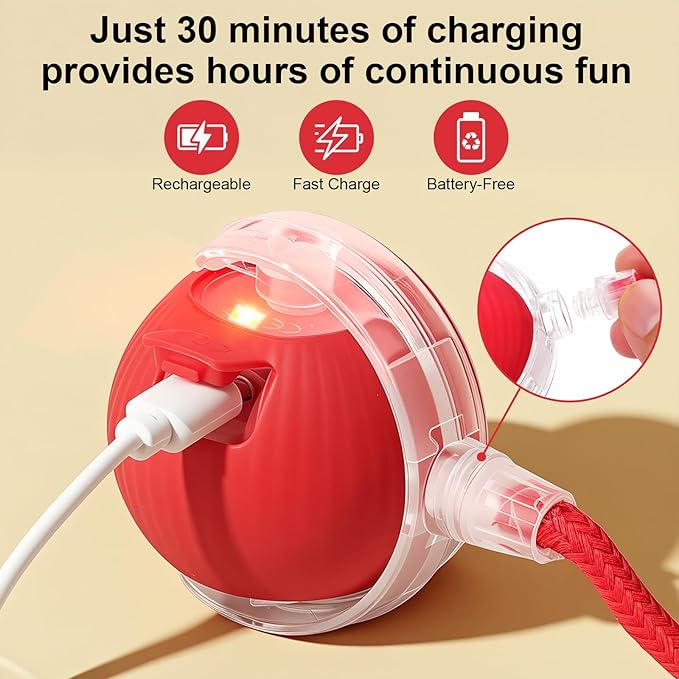 Smart Interactive Automatic Electric Rolling Moving Rechargeable Motion Activated Self Solo Play Electronic Stimulation Chase Teaser Ball Toy with Rope for Indoor Bored Adult Cat and Dog, Green