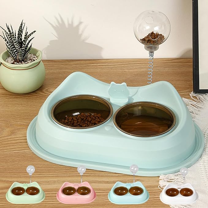 Practical Pet Double Bowl Dry Food Watering Food Feeding for Cats Feeding Dish Pet Supplies Feeding Station for Cats