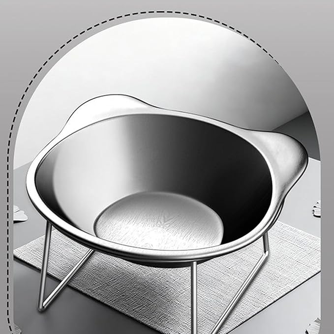 ordinarYone Raised Cat Feeding Bowls Stainless Steel Weighted Base Feeding Watering