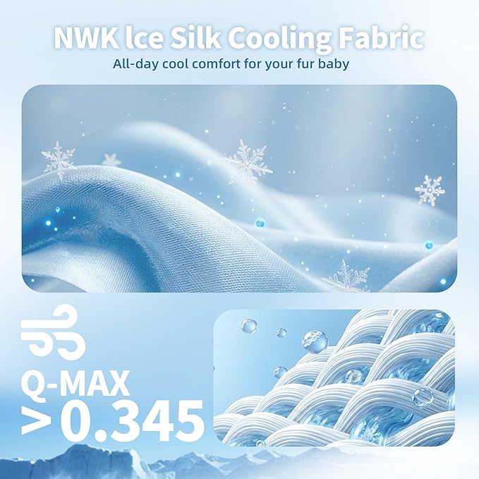 NWK Pet Cooling Mat for Large Dogs -Q-Max>0.345 Ice Silk Cooling Mat for Dogs & Cats Portable & Washable Pet Cooling Blanket, Car Seats, Beds for Summer (Green Leaf, 39'' X 27'' X 0.3'')