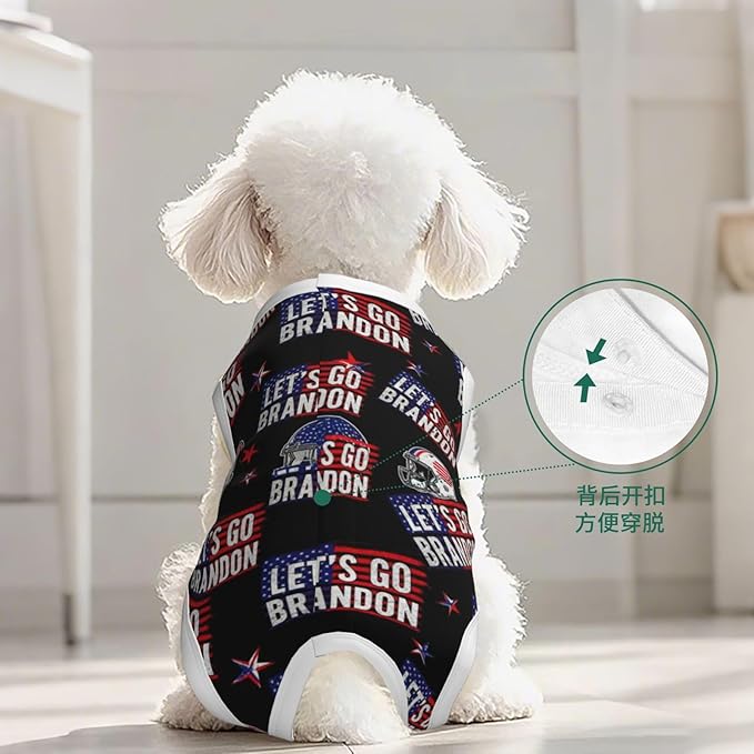 Recovery Suit for Dogs After Surgery Dog Onesie Surgery Recovery Suit for Spay Lets Go Brandon Black and White American Flag Surgical Pajamas Bodysuits