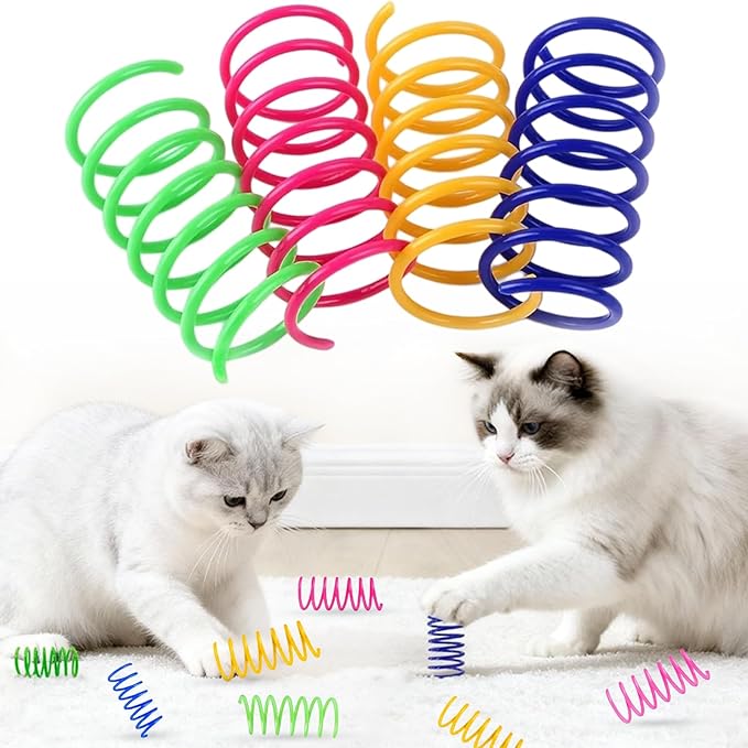 Cat Spring Toys, 60 Pack Colorful Cat Toy Springs, Interactive Spring Toys for Indoor Cats, Self Play Hunting Cat Toys