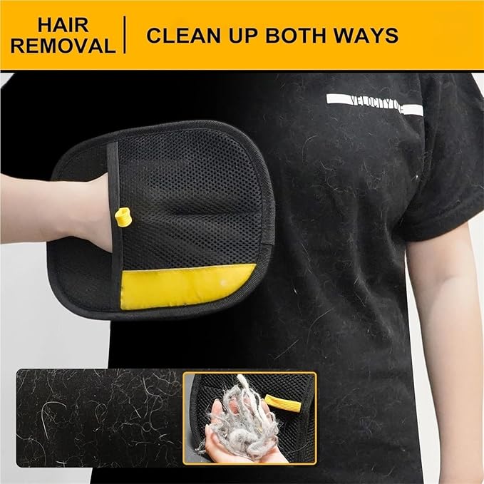 Upgrade Large Pet Hair Removal Grooming Gloves Static Fur Remover for Cat Dog Sofa Carpet Clothes(Big and Small-Black-)