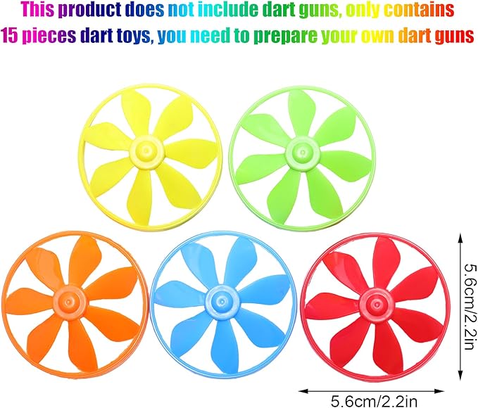 Sumind 15 Pieces Cat Fetch Toys Colorful Flying Propellers Cat Chasing Flying Propeller Playing Toy for Interactive, Exercising, Training, Hunting, Chasing, Batting, 5 Colors