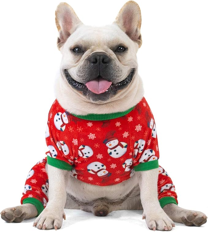 CuteBone Dog Christmas Pajamas Puppy Onesies Small Dogs Soft Pjs Coat Cat Apparel Comfy Pet Clothes Outfit Doggie Bodysuit P136XS