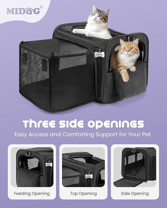 MIDOG Cat Carrier Soft for Small to Medium-Sized Cats,Up to 25 Lbs, Large Soft Sided Pet Carrier,Collapsible Travel Cat Carriy Bag(Beige,20 inch x 13 inch x 13 inch)