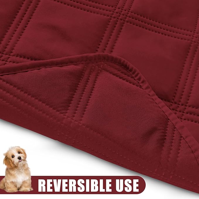 Smiry Waterproof Dog Bed Cover Blanket 68x82, Soft Reversible Pet Blanket, Washable Leakproof Cats Dogs Couch Cover for Sofa, Couch, Furniture, Wine Red/Wine Red