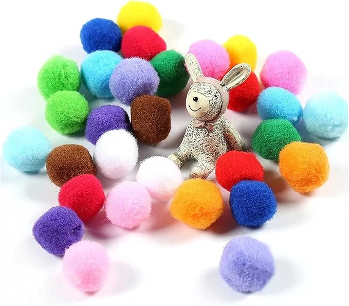 VOVIGGOL 30Pcs 1.3 Inch Cat Toy Balls Soft Kitten Pompom Toys Indoor Cats Interactive Playing Quiet Ball Cats Favorite Toy, Cat Pom Pom Balls for Craft DIY Creative Crafts Decorations (Assorted Color)