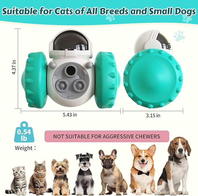 Cat Wobble Treat Dispenser Puzzle Toys Interactive Slow Feeder Snack Enrichment Fun Sliding Rolling Exercise & Distribution Toy for Indoor Cats, Small and Medium Dogs