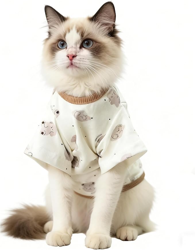 Cute Dog Shirt, Stretchy Dino Doggie T-Shirt Clothes for Small Dogs, Soft Pet Tee Outfit Cat Apparel for Daily Wear, Cozy Pullover Design Puppy Apperal (Doggie, X-Large Size for 12-16.5lb Pets)