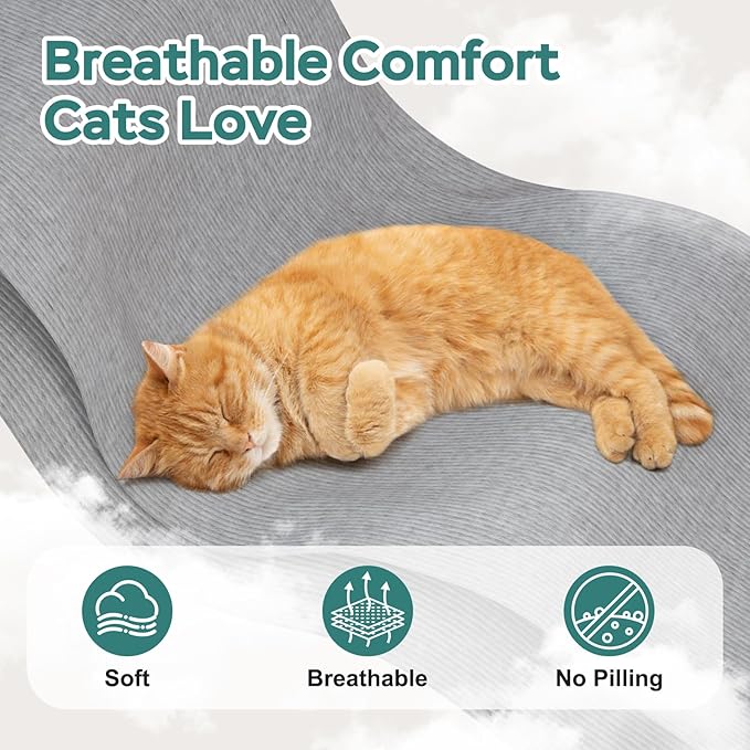 Self-Adhesive Cat Grooming Wrap, Cozy Cat Wrap for Cutting Nails, Breathable Anti-Scratch Cats Swaddle Bag for Brushing, Ear Cleaning, Dental Care, Medication, Injections,Grey L