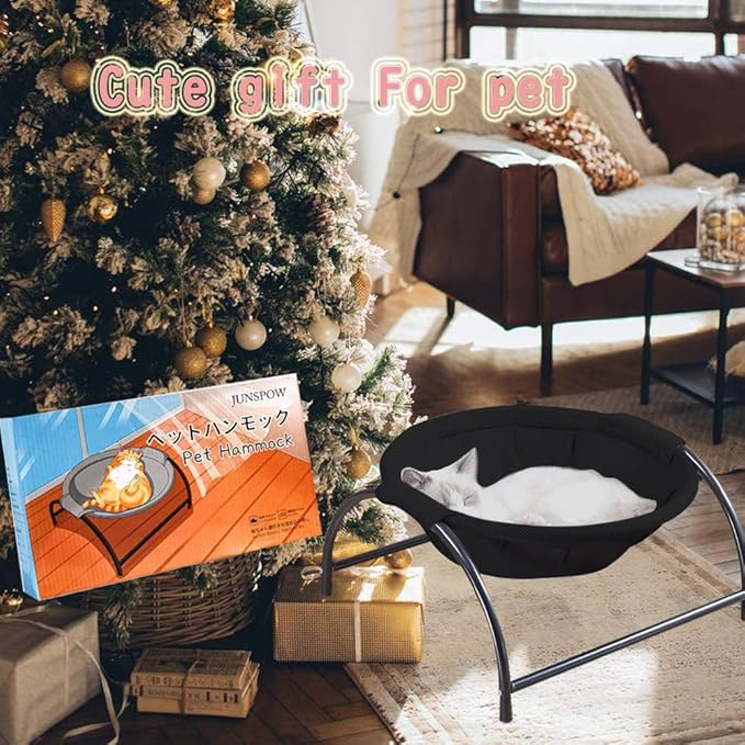 JUNSPOW Cat Bed Dog Bed Pet Hammock Bed Cat Sleeping Cat Supplies Pet Supplies Whole Wash Stable, Detachable & Breathable Easy Assembly Indoors Outdoors, 16.9 in x 16.9 in x 9.5 in