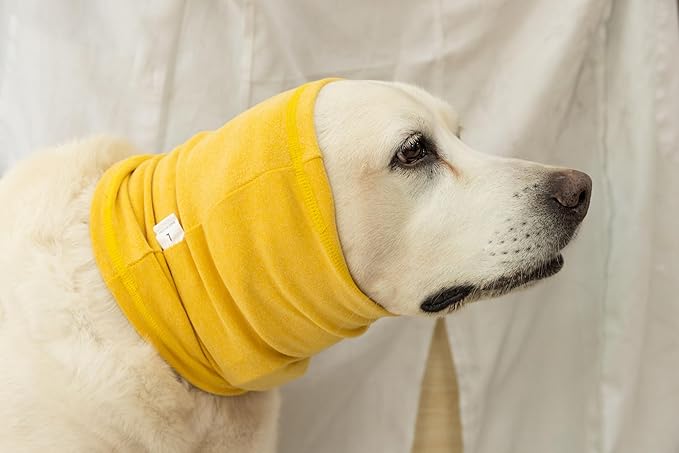 Dog Ear Wrap Hematoma Compression Anxiety Relief Grooming Bathing Dog Snood Pail Lilac+Yellow L