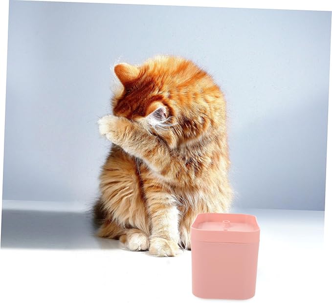Yardwe Automatic Cat Water Fountain with Flower Shaped Outlet Mute Pump and Modern Design Pink Circulation Water Dispenser for Dogs and Cats Easy to Clean and Portable