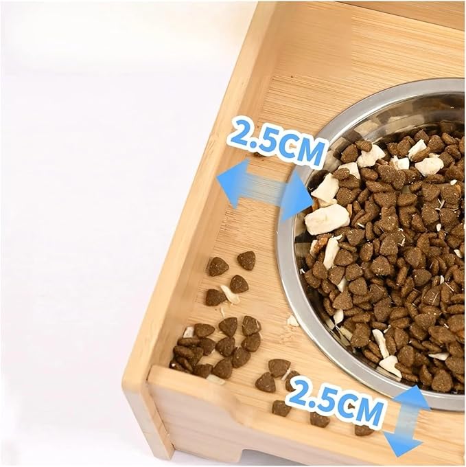 Stainless Steel Pet Bowl with Bamboo Stand (Cats & Dogs)
