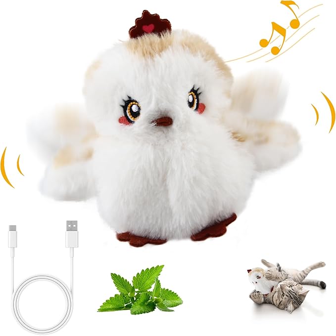 Gigwi Interactive Flapping Cat Toys Catnip, Electronic Flappy Toys Motion Activated, Automatic Cat Toys for Indoor Cats, USB Rechargeable Cat Enrichment Toy for Hunting and Kicker, Bird Princess