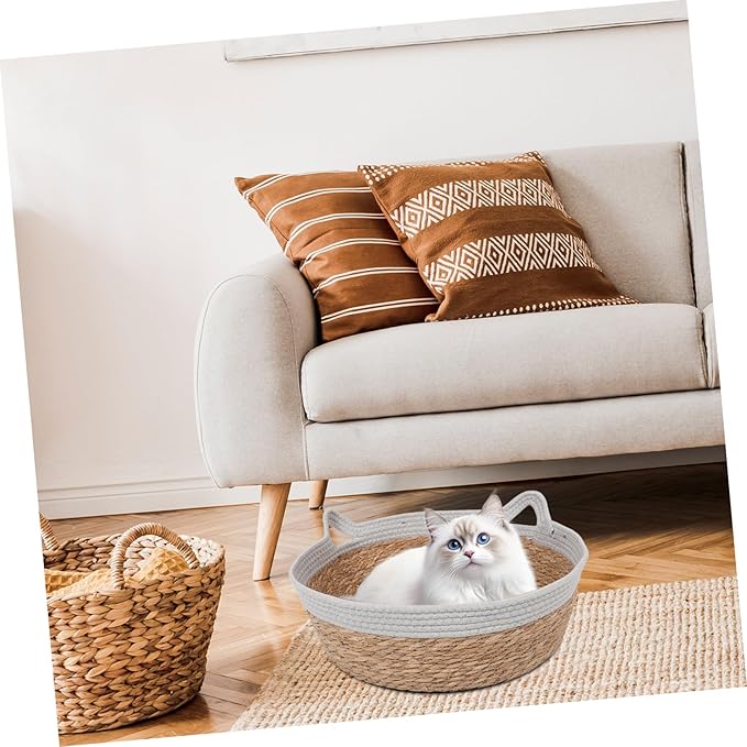 BESTonZON Cat Bed Woven Nest for Indoor and Outdoor Use Breathable Cat Scratcher Bed Cute Design Year Comfort and Decorative Appeal Pet Supplies