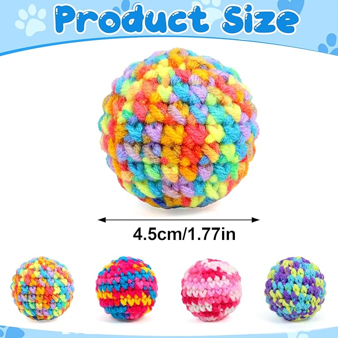 4 PCS Cat Toys Balls with Bells 4.5cm Colorful Cat Balls with Bells Soft Cat Cats Interactive Ball Toy for Cats Kitten Indoor Outdoor Playing Chewing Scratching