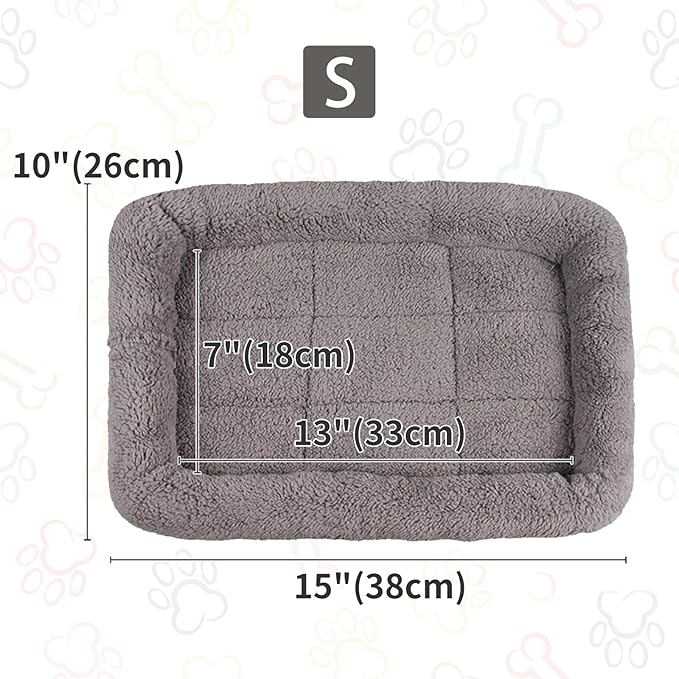 Small Cat Bed Mat Plush Pet Cushion, 15" x 10" Cat Pad with Pillow Around for Indoor Pets, Puppy Curl Sleep Self Warming Mat for Crate Carrier/Outdoor Pet Houses, Non-Slip Bottom, Small
