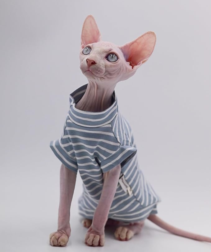 Cotton Sphynx Cat Clothes Spring and Summer Thin High Elasticity Devon Rex, Konish Clothes Hairless Cat Clothes Cat Apparel for Small Cats and Dogs (Brown, Medium)