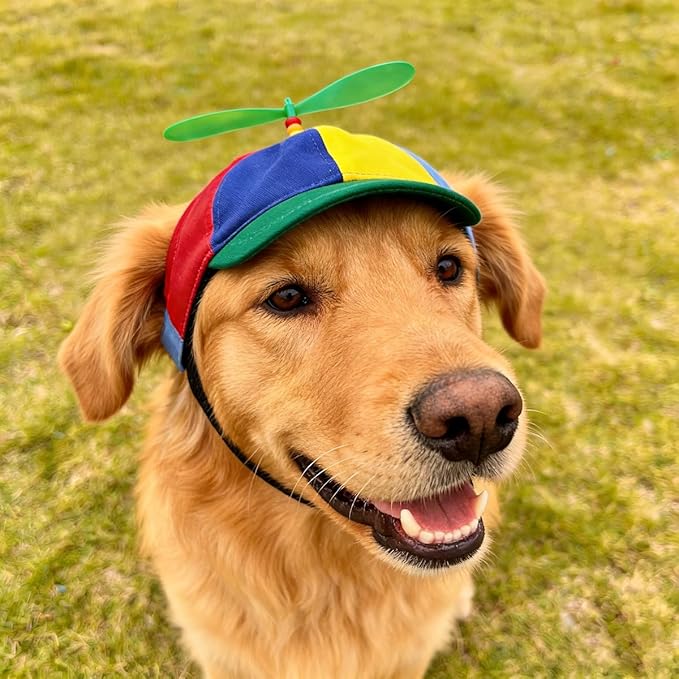 Pet Propeller Hat Cat Dog Colorful Pet Sun Protection Adjustable Baseball Cap Rainbow Pet Spinner Hat Funny Puppy Kitty Baseball Cap