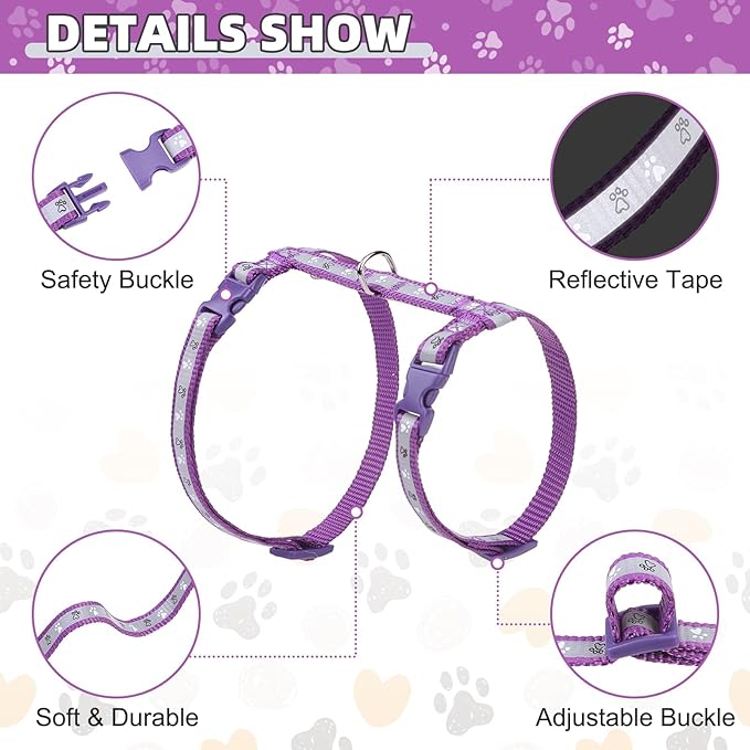 KOOLTAIL Cat Harness and Leash Set, Escape Proof Adjustable Kitten Harness for Walking Travel, Safe & Easy Control Outdoor, Lightweight Soft Pet Harness for Small Medium Large Cats, Purple