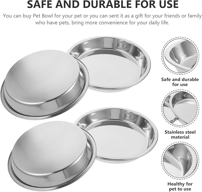 OUNONA 4pcs Stainless Steel Cat Bowls 22cm Multi-Function Metal Pet Basins Wear-Resistant Food Bowls for Household Kitten Feeding and Watering Supplies