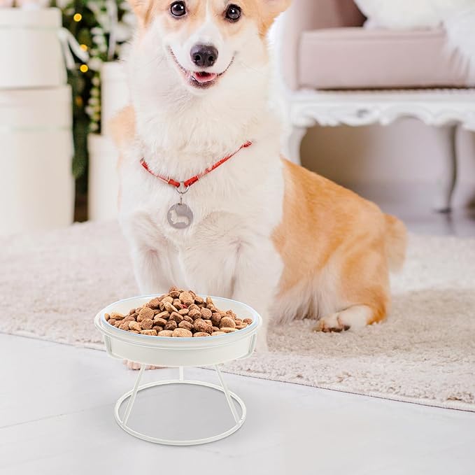 Happyyami Elevated Ceramic Cat Slow Feeder Bowl with Stand, Anti-Choke Slow Food Dish for Indoor Cats and Small Dogs, Blue and White Dual-Color Feeding Station Protecting Pet Spine
