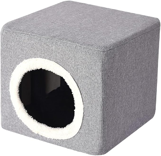 Baoblaze Cat House Cat Bed for Hideaway Furniture Sturdy Covered Cat Bed Cave Pet Condo for Cats Exercising Sleeping, Gray