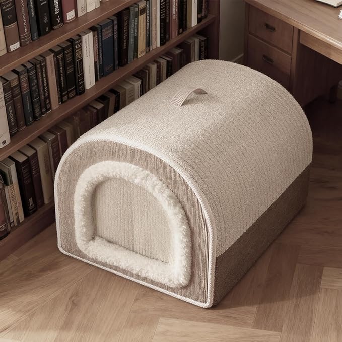 Outdoor Cat Houses, Winter Pet Indoor House Cat Mat, Washable Warm Plush Enclosed pet Bed, Shelter for Kitten/Puppy/Living Room/Bedroom/Playing Resting Napping