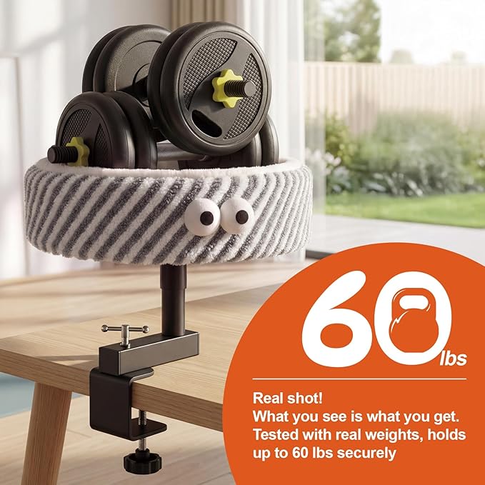 Cat Desk Bed, Height Adjustable 360° Rotating Desk Mounted Cat Bed, 2-in-1 Cat Desk Perch Hammock, Desk Cat Bed Attachment with Washable Cushion for Most Cats (Gray)