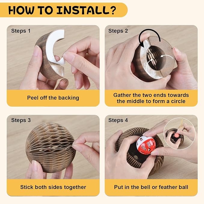 6 PCS Cardboard Cat Ball Toy with Bell & 3 PCS Cat Feather Ball Toy, Tear-resistant Interactive Cat Toy Set for Indoor Outdoor Playing Chewing Training Chasing and Exercise for Cats Stress Relief