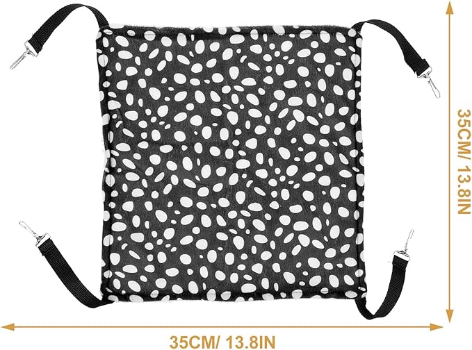 BESPORTBLE Double-Sided Hanging Cat Hammock Breathable Mesh Pet Sleeping Bed Medium 35x35cm Black and White Dots for Indoor Cat Furniture