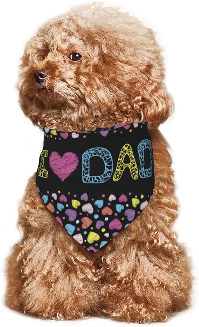 Happy Father's Day Dog Bandana Adjustable Reversible Triangle Dog Scarf Scarves Pet Bibs Costume Accessory Decor for Cats