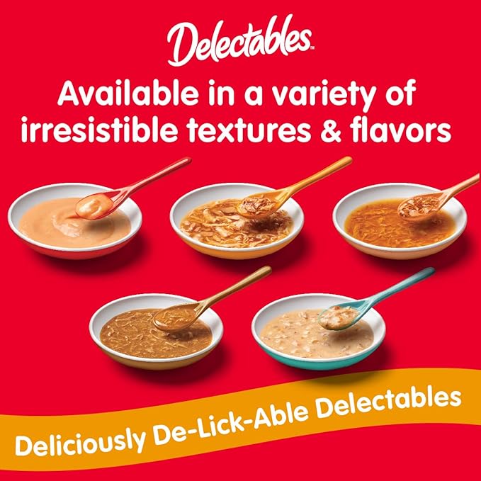 Delectables Lickable Treat Bisque Non-Seafood Wet Cat Treat with Real Tuna & Chicken, Food Topper, Hydrating, Grain-Free, No Fillers, By-Products, Added Preservatives, 1.4oz Pouch, 30ct