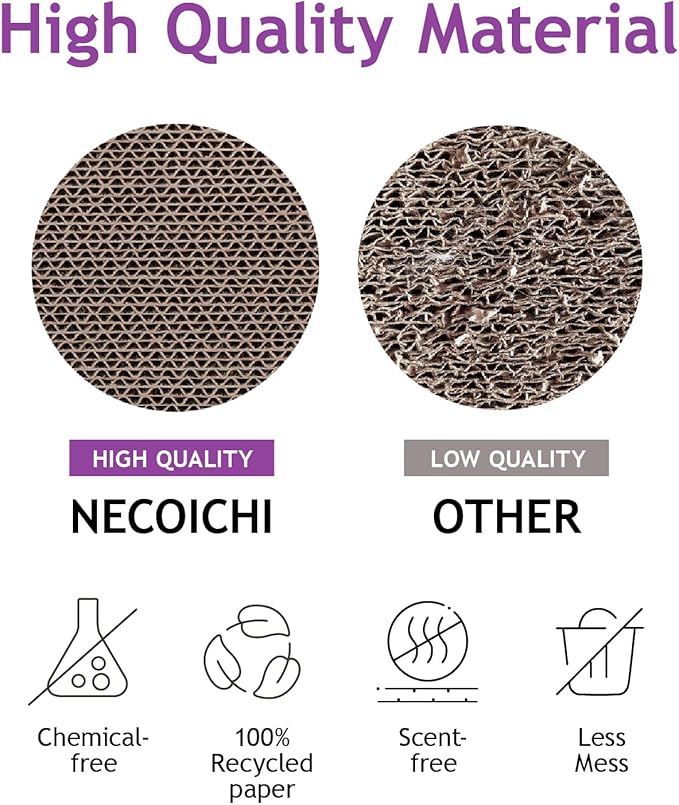Necoichi Cardboard Cat Scratcher Wall for Indoor Cats - Cat Scratching Board, Cat Scratch Pad Lounger with Reversible Usability and Extra Comfort for Lounge, Curved (Dark Cherry, Regular)