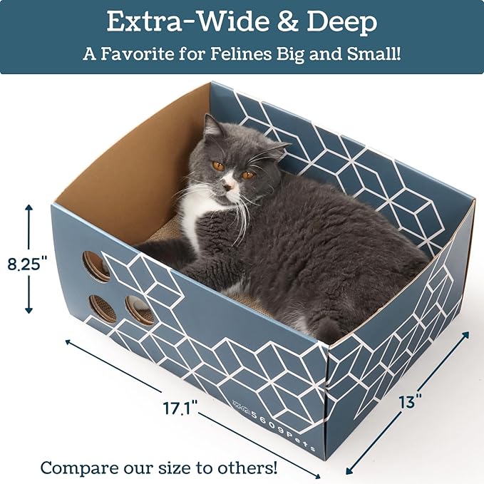 5609PETS Cat Scratching Box, Extra Large Refillable Double-Sided Scratch Pad, No-Mess Cat Scratcher for Indoor Cats