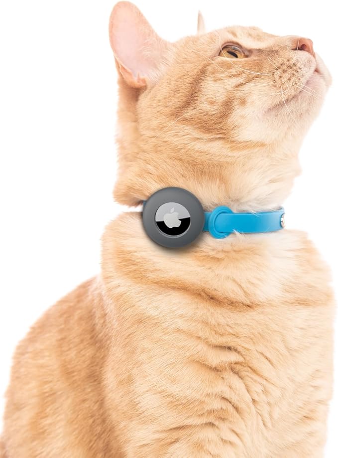 Nuvuq Cat Collar with Airtag Holder - Soft, Comfortable, and Lightweight Breakaway Collar with Air Tag GPS Tracker Holder for Outdoor Cats and Sensitive Skin Kittens by Nuvuq (6 ⅞" to 10 ¼", Blue)
