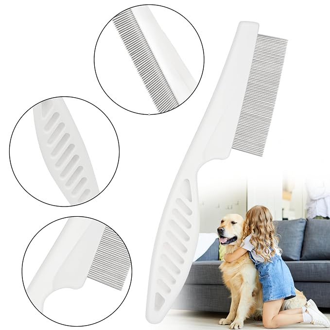 Combs for Pets - Pet Grooming Comb for Cats & Dogs Removes Tangles Knots with Stainless Steel Pins for Tear Stain Removal