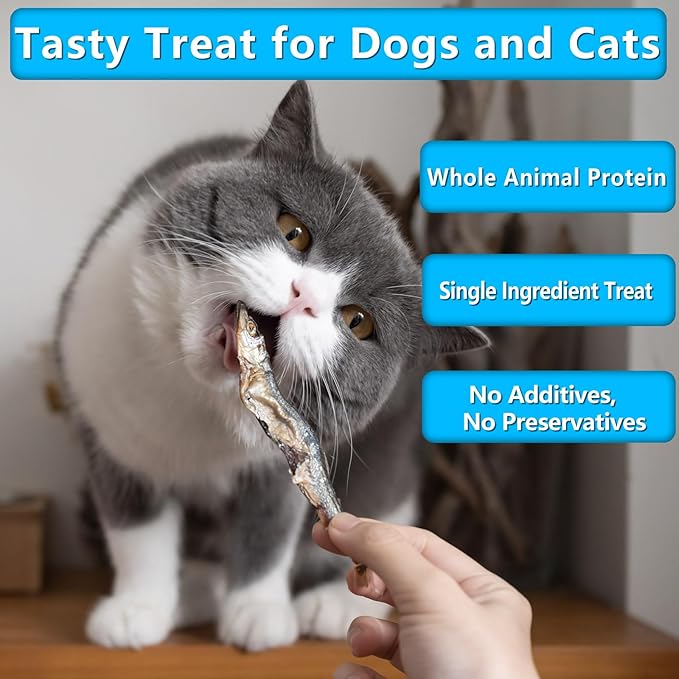 Minnows Dog Treats, Single Ingredient Dried Minnows for Dogs & Cats, Air Dried, Grain-Free, High-Protein, 100% Natural Premium Cat & Dog Treats 8 oz