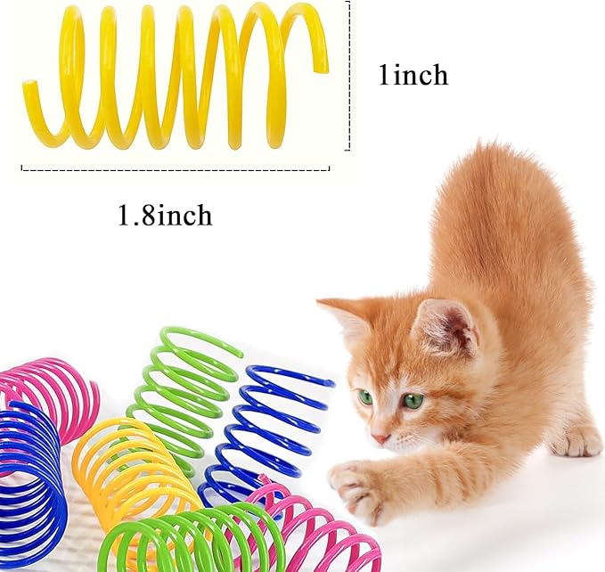 Cat Spring Toys, Bouncy Coil Kitty Cats Spiral Spring Toy for Indoor Cats Heavy Interactive Cat Toys Springy Chew Toys Springs Cat Toy for Biting Entertainment Kitten Toys (30pcs Spring Toy)