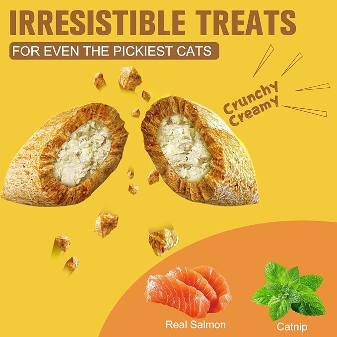 Healthy Catnip Treats - Natural Crunchy & Soft Cat Treats Healthy, Cat Breath Freshener, Dental Care & Digestive Support, Perfect Cat Gifts for Indoor Cats & Kittens, 5.64oz