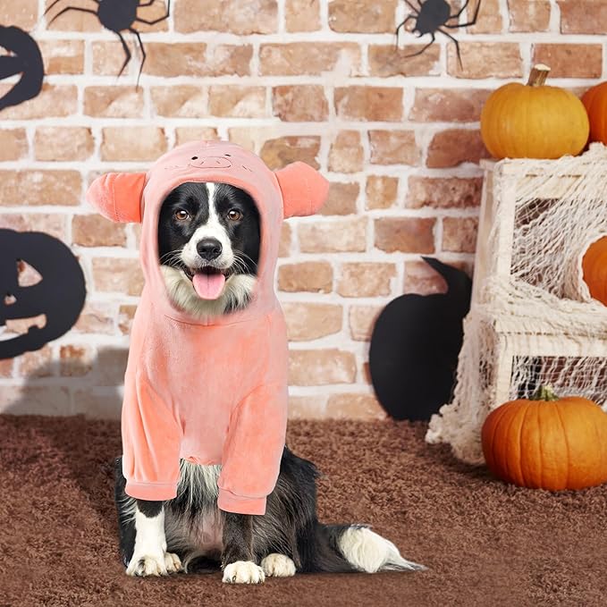 NACOCO Halloween Pig Dog Costume - Pet Christmas New Year Hoodie Warm Party Coat Outfit for Small and Medium Cat Dog Clothes(Pink Pig,XL)