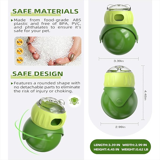 KADTC Wobble Treat Dispenser Ball for Indoor Cat & Tiny/Small Dog Enrichment Toy Interactive Slow Feeder, Kitten Stimulating Balls, Puppy Puzzle Toys