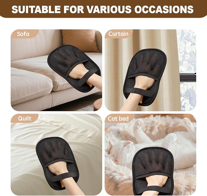 2Pcs Pet Hair Remover Glove for Cats Dogs Grooming Gloves, Electrostatic Pet Hair Removal Glove Reusable The Magic Brush Pet Hair Remover Suitable or Clothing, Sofas, Furniture, Carpets, and Car Seat