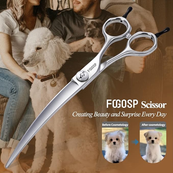 38 Degree Curved Scissors for Dog Grooming 6.5” Japan VG10 Alloy Steel Extreme Downward Professional Curved Grooming Shears for Face Right Handed(6.5 inch)