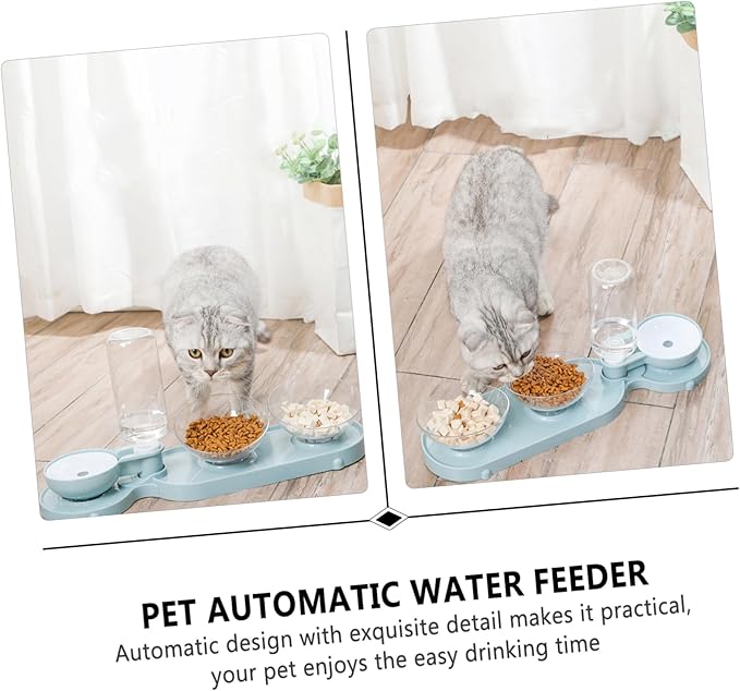 Automatic Pet Feeder Tilt Bowls and Water Bottle Food-Grade Dual-use Design for Cats Easy to Capacity