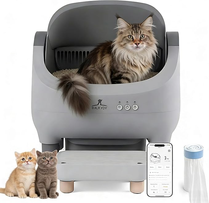 Automatic cat Litter Box, Supports APP Remote Connection, Health Monitoring System, Low-Noise and Quiet, Equipped with high-Barrier Protection