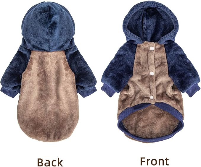 FabriCastle Dog Hoodie Sweater for Small Dogs Boy and Girl, Small Dog Clothes XS XXS Puppy Sweatshirt, Pet Outfit, Cat Clothing Super Soft Warm Snap On Closure (Khaki-Navy, Large)